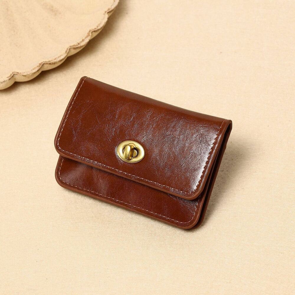 Dark Brown Vegan Leather Coin & Card Wallet